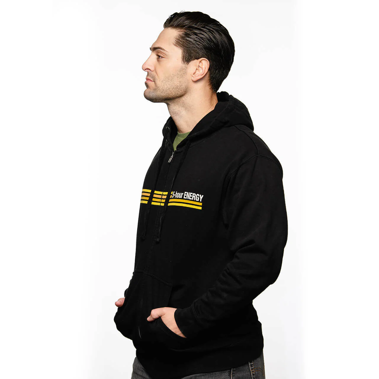 Black Zip Hoodie with Striped Logo - Image 4