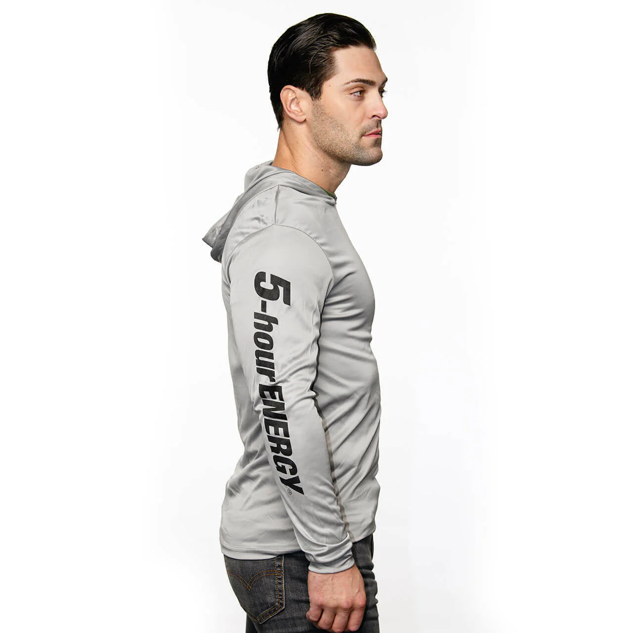 Gray Long Sleeve Hooded T-shirt - Image 4